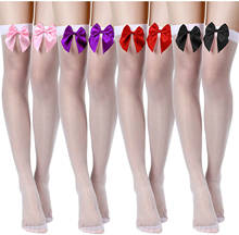 Women's White Stockings with Bow Decoration Lady Sexy Stocking Thigh High 1Pair Over Knee Silk Stockings for Girl Friend Gift 2024 - buy cheap