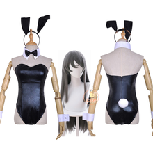 Rascal Does't Dream of Bunny Girl Senpai vestido Mai Sakurajima disfraz de Cosplay Sexy traje de conejito gris peluca larga mono de conejo 2024 - compra barato