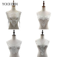 HOT white Embroidery Lace Fabric DIY applique collar trim ribbon neckline craft Sewing guipure wedding dress cloth decor 2024 - buy cheap