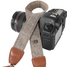 Регулируемый элегантный прочный хлопковый кожаный ремень в стиле ретро для камеры DSLR Мягкий ремень на плечо шею для Canon Nikon Sony Pentax SLR 2024 - купить недорого