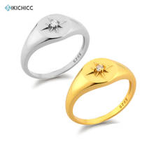 KIKICHICC-Anillos gruesos de Plata de Ley 925 para mujer, con Estrella de oro y circonita brillante, redondos, estilo Rock Punk, joyería clásica para boda 2021 2024 - compra barato