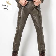 2020 New Pantalones De Hombre Calcas Plus Size 29-35 Fashion Motorcycle Men Genuine Leather Straight Pants 2024 - buy cheap