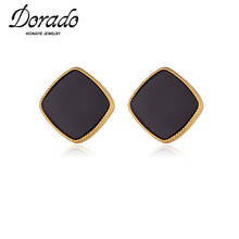 Dorado Retro Tiny Black Lacquer Square Stud Earrings For Women Simple Party Daily Gifts Brincos Jewelry Anniversary Hot Sale 2024 - buy cheap