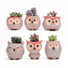 1PC Creative Supplies Decoration Ceramic Flowerpots Miniature Model Cute Owl Succulent Flower Pot Planter Desktop Decorations 2024 - buy cheap