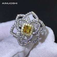 AINUOSHI 925 Sterling Silver Luxury Flower Engagement Ring for Women Simulated Yellow/White Diamond Wedding Personalise Rings 2024 - buy cheap