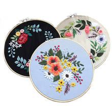 Diy flor bordado kit com aro para iniciante needlework padrão impresso starter kit artesanal de costura arte artesanato decoração para casa 2024 - compre barato