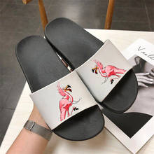 Chinelos femininos com desenhos flamingo, chinelos casuais para casa, sandálias de verão, sapatos para mulheres 2024 - compre barato