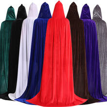 Halloween Christmas Cosplay Costumes Unisex Hooded Cloak Full Length Long Velvet Cape 2024 - buy cheap