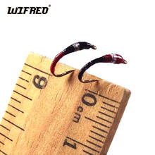 Wifreo [6 uds] #14 rojo y negro Larva Pan peces vuelan pescado blanco azul Gill perca pesca Ninfa señuelos 2024 - compra barato