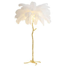 Lámpara de pie Led de pluma de avestruz, luz de pie de resina, Art Deco, nórdica, para sala de estar 2024 - compra barato