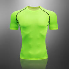 Camiseta fluorescente verde super macia de verão para homens, camiseta com manga curta de secagem rápida, elástica e top de camiseta casual 2024 - compre barato
