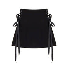 Harajuku Skirts Sides Lace Up Black Mini Skirt For Gothic Girl A-Line High Waist Skirt With Zippper 2024 - buy cheap