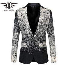 Ploesxali blazer masculino, novo blazer masculino original, marca de luxo, 5xl 6xl, plus size, floral, vintage, jaqueta casual q19 2024 - compre barato