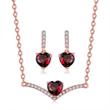 Conjunto de joyería de doble feria para mujer, collar con pendientes de boda de Color oro rosa de circón en forma de corazón coreano, joyería al por mayor S531 2024 - compra barato