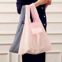 2019 Women Shoulder Bags Foldable Handy Shopping Bag Reusable Tote Pouch Recycle Storage Handbag Striped Shopping Bags 2024 - buy cheap