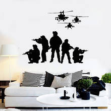 Soldiers Vinyl Wall Decal For Living Room Helicopters Patriotic Art Military Wall Stickers For Man Cave Modern Home Decor W726 2024 - buy cheap