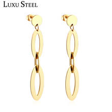 LUXUSTEEL aretes Stainless Steel Geometry Drop Earrings Women Girl Statement Jewelry Gold Silver Color Push Back Jewelry Party 2024 - buy cheap