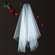 Tule véus de noiva branco mulher noiva curto véus uma camada de novia acessórios de casamento 2024 - compre barato