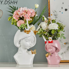 Y.DSHH Sweet Girl Creative Nordic Style Resin Flower Vase Decoration Home Decorative Vases For Flowers Pot Vintage Table Vase 2024 - buy cheap