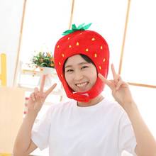 Novelty Fruit Strawberry Hat Funny Plush Hat Head Cover Cosplay Party Props For Halloween Christmas Accessories 2024 - buy cheap