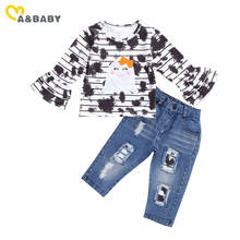 Conjunto de roupas para crianças pequenas ma & baby 1-6 anos, roupas infantis, camisa de manga comprida com desenho, calças jeans, fantasias 2024 - compre barato