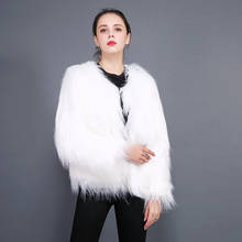 JULY'S SONG Women Faux Fur Coat Women Vest Autumn winter Long Sleeves White Outerwear Hairy Fluffy Ladies Fashion Overcoat 2024 - buy cheap