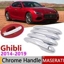 Capa adesiva para porta de carro maserati ghibli, m159, 2014 ~ 2019, chrome, acessórios de carro, conjunto de 4 portas, 2015, 2016, 2017, 2018 2024 - compre barato