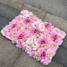Panel de flores artificiales para boda, flor falsa, rosa, tela de seda, Panel de pared para boda, fiesta, Baby Show 2024 - compra barato