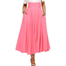 Falda plisada de cintura alta para mujer, Falda de baile con abertura, cinturón, Retro, rosa, talla grande 2024 - compra barato