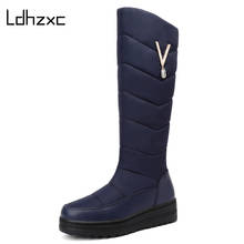 Ldhzxc-botas de neve femininas, sapatos da moda para inverno, com zíper de cristal, plataforma baixa, 2020 2024 - compre barato