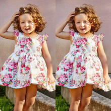 Vestido de fiesta Floral para niñas pequeñas, tutú de princesa, sin mangas, 0-5T, Verano 2024 - compra barato