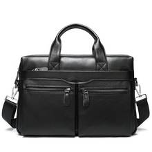 business men's briefcase for laptop messenger bag men leather genuine laptop bags for men cow leather mens bag briefcase    9006 2024 - buy cheap