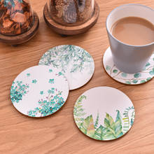 Primavera plantas flores impressão de madeira coaster copo redondo almofada antiderrapante aquecida esteira café chá bebida coasters marca esteira 1pc 2024 - compre barato