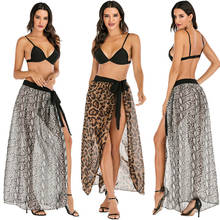 Women Bikini Cover Up Skirt Swimwear Sheer Beach Maxi Wrap Sarong Dress Summer Split Bowknot Drawstring High Waist Bathing Suit 2024 - buy cheap
