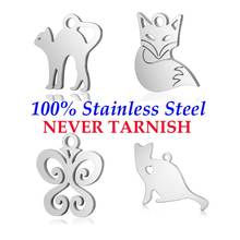 10 Pieces Pet Cat Butterfly Fox Charm Wholesale 100% Stainless Steel High Polished DIY Jewelry Charms Real 316 Steel DIY Charms 2024 - buy cheap