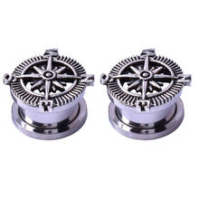 Women Ear Plugs Tunnels Stainless Steel Pulley Compass Piercing Body Jewelry Ears Expander Gauges Earrings AIC88 2024 - buy cheap