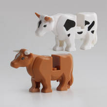 Brinquedos educativos para crianças, blocos de construção de cidades de vaca, diy, figura de animais, presentes, modelo de boi marrom, fazenda de animais 2024 - compre barato