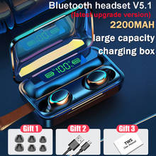 Auriculares TWS con Bluetooth 5,1, cascos inalámbricos con cargador de 2200mAh, 9D, estéreo, deportivos, resistentes al agua, con micrófono 2024 - compra barato