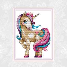 Joy Sunday Cross Stitch Paintings The Magical Unicorn Cotton Thread Fabric DMC 14CT 11CT Home Decoration Crafts Wholesale 2024 - buy cheap