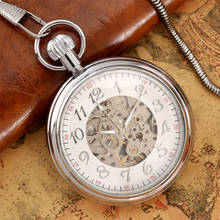 Face aberta algarismos árabes exibir mecânico auto-liquidação bolso relógio de prata/ouro esqueleto dial antigo relógio automático masculino 2024 - compre barato