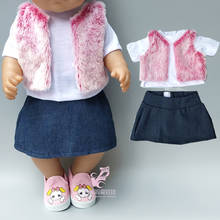 Doll clothes for 40cm 43cm infant born Baby Doll skirt fur vest shirt 18 inch girl doll winter clothes 2024 - buy cheap