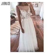 JIERUIZE A Line Illusion Wedding Dresses Scoop Neck Backless Lace Appliques Boho Bridal Dresses Vestido De Noiva Wedding Gowns 2024 - buy cheap