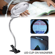 Lighted Magnifier Clip-on Table Top Desk LED Lamp Reading Large Lens Magnifying Glass with Clamp Accessories 2024 - buy cheap