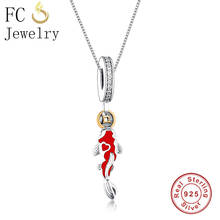 Fc jóias 925 prata esterlina peixe fortuna carpa instrução colar & pingente feminino femme corrente collares nupcial ketting gargantilha 2024 - compre barato