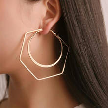 BLIJERY Vintage Geometric Big Earrings For Women Fashion Statement Gold Color Simple Hoop Earrings 2021 Female Fashion Jewelry 2024 - buy cheap