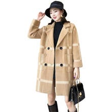 2019 New Winter Women Elegant Winter Wool Blend Overcoat Long Double-breasted Woolen Coat Causal Cardigan Loose Plus Size M362 2024 - buy cheap