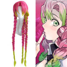 Peruca para cosplay de demon slayer, perucas rosa para festa de halloween, do anime 2019 2024 - compre barato