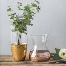 Стеклянная ваза из золотой фольги в скандинавском стиле, украшение для дома, ваза для цветов, фигурки, горшки для растений, украшения для офисного стола, ремесла 2024 - купить недорого