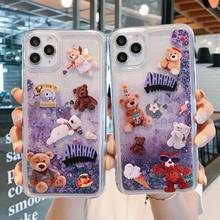 Cute Bear Glitter Love Heart Liquid Case For iPhone 11 X XS Max XR 11 Pro Max 6 6s 7 8 Plus SE 2020 Quicksand Bling Sequin Cover 2024 - buy cheap