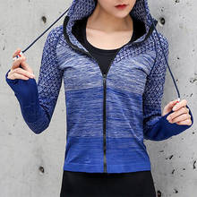 Chaqueta de correr con capucha para mujer, chaqueta de Yoga con agujero para el pulgar, chaqueta con cremallera, ropa deportiva para gimnasio, sudadera deportiva 2024 - compra barato